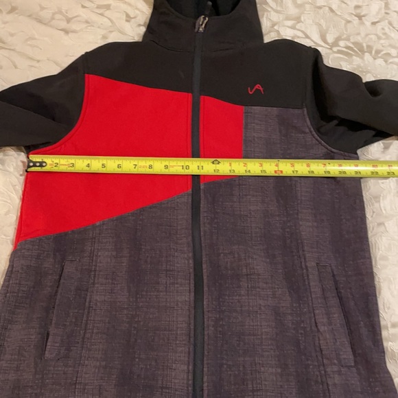 Vertical ‘9 SZ XL (18-20) Women’s Zip Front Lightweight Black/Red Hooded Jacket - Picture 11 of 14